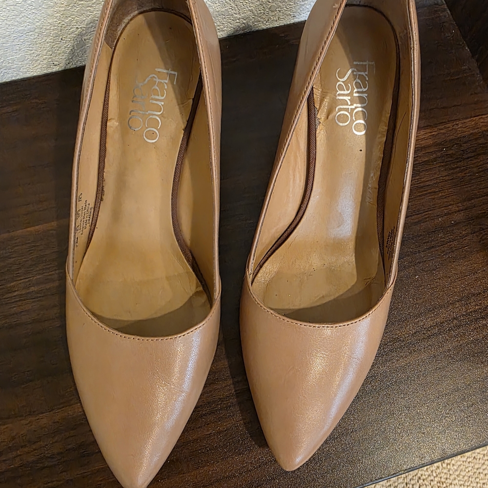 Franco Sarto Tan Pointed Toe Heels
